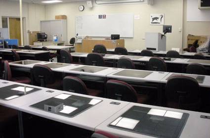 Interior shot of the foreign language lab