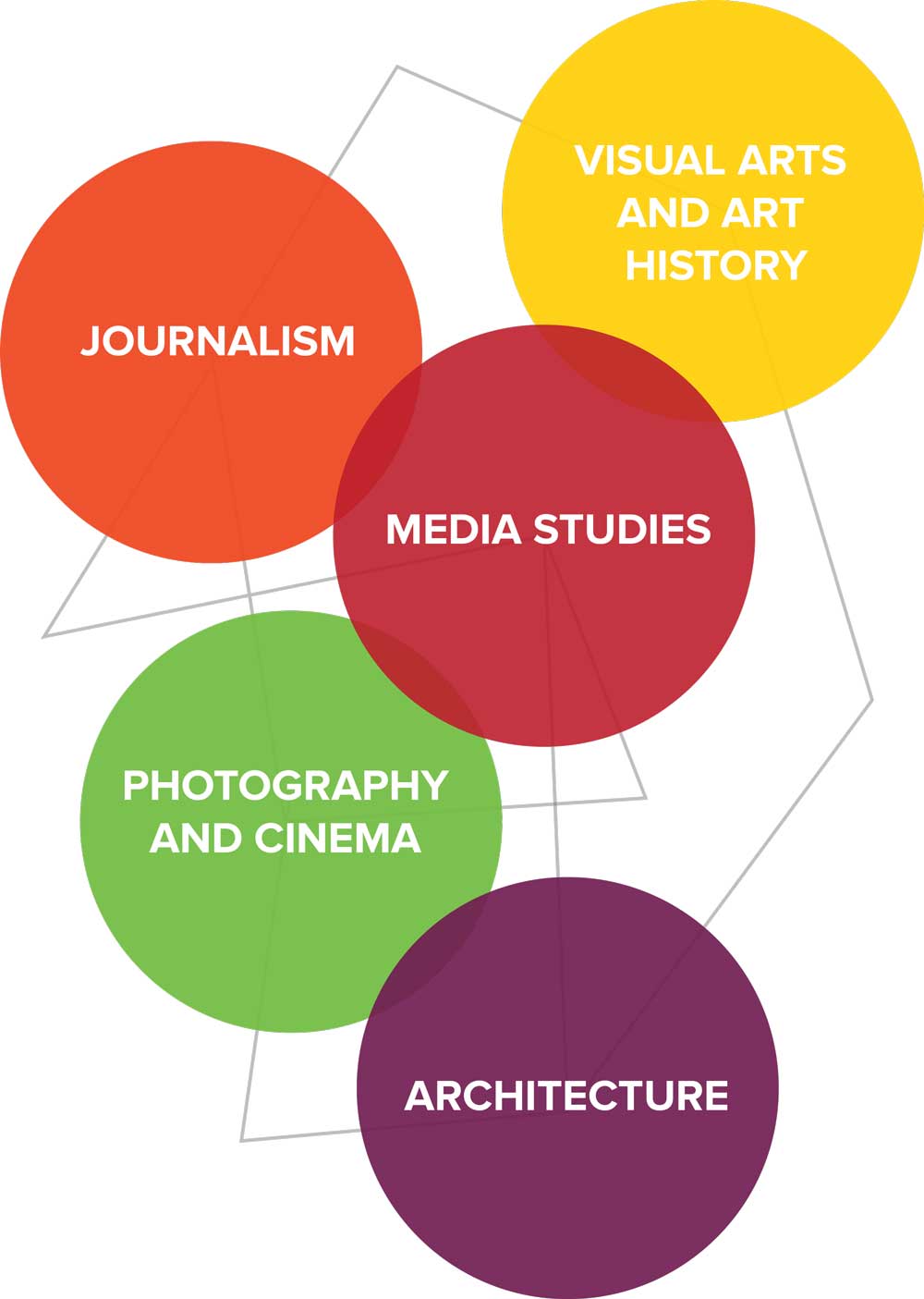 Graphic displaying the major areas of Visual Arts and Media Studies