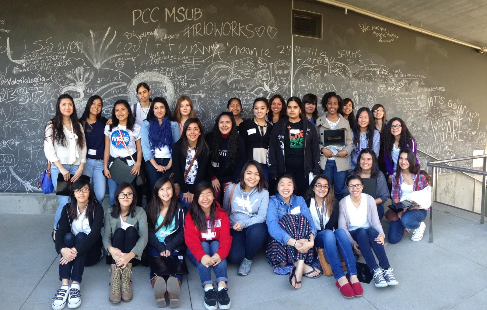female UPMS students attend a female in STEM in event.