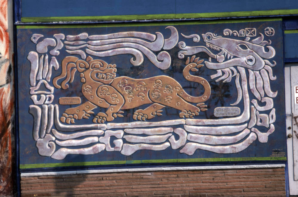 “Tezcatlipoca and Quetzalcoatl”, by David Botello, Juan Gonzalez, and Robert Arenivar in 1975, East Los Angeles