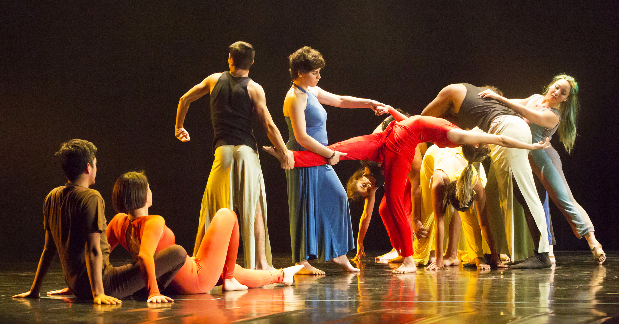 Dancers perform on stage at their annual recital