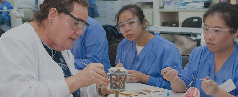 Students get hands-on practical training during a health sciences class